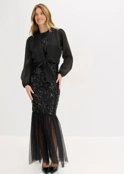 bonprix bonprix Bolero de tul fino con detalle de lazo Negro New