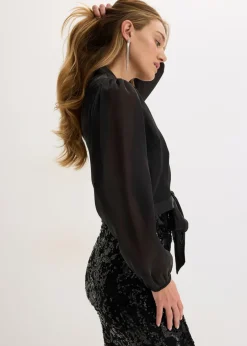 bonprix bonprix Bolero de tul fino con detalle de lazo Negro New