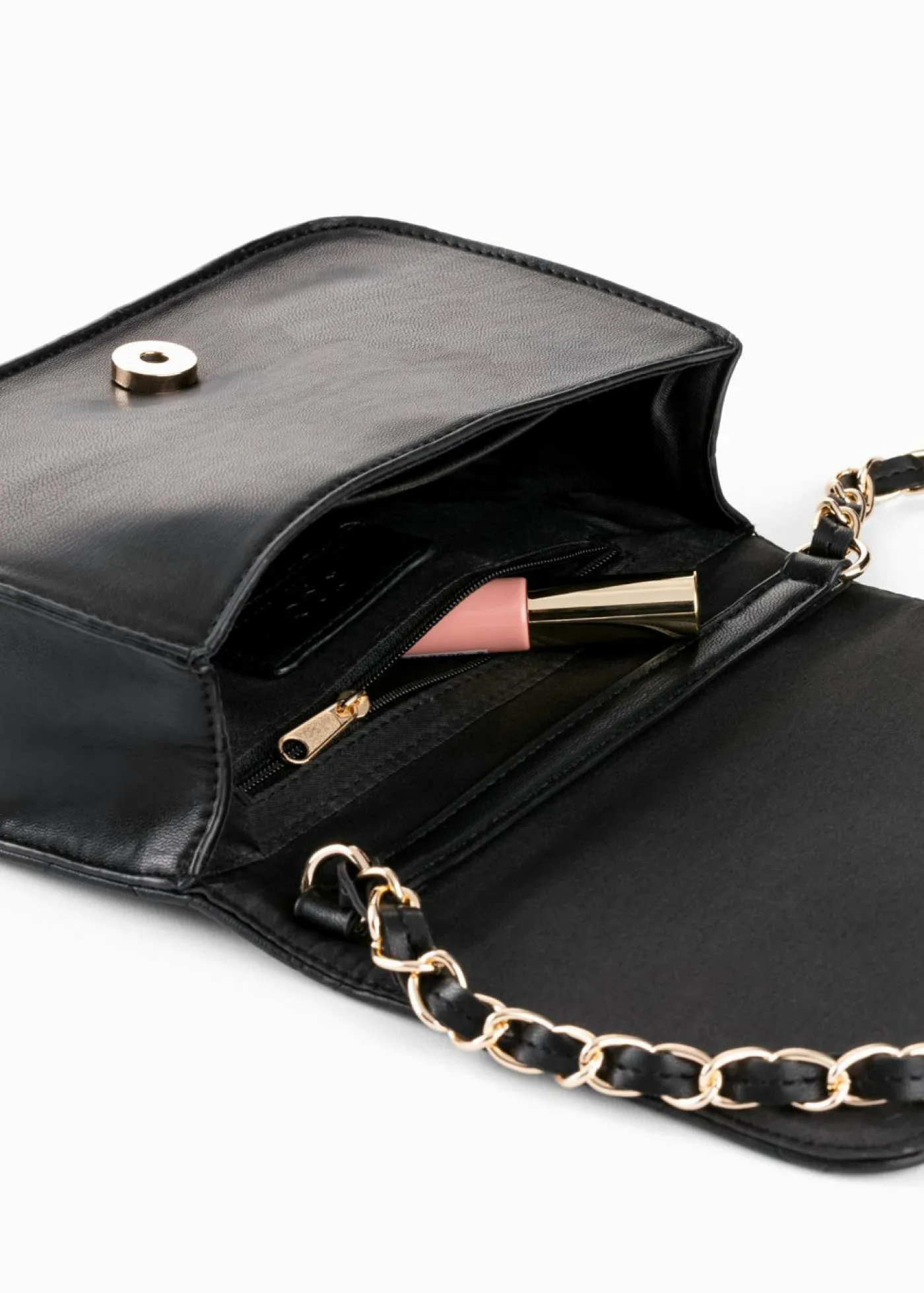 bonprix bonprix Bolso bandolera con pespunte decorativo Negro-dorado Best