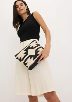 bonprix bonprix Bolso bandolera de lona Beige natural/negro con estampado gráfico Best