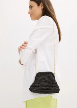 bonprix bonprix Bolso bandolera de paja Negro Clearance