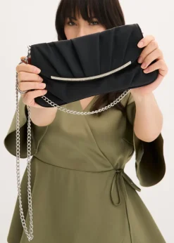 bonprix bonprix Bolso clutch con decoración de pedrería Negro Clearance