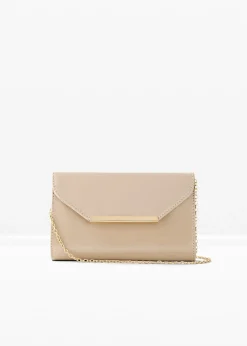 bonprix bonprix Bolso clutch con look lacado Beige tiza Outlet