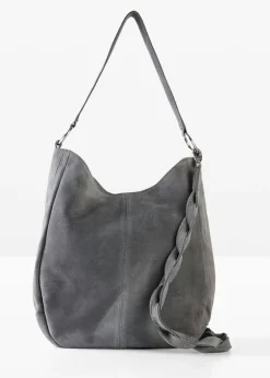 bonprix bonprix Bolso de ante con correa decorativa adicional Gris Outlet