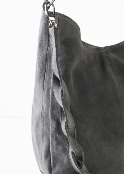 bonprix bonprix Bolso de ante con correa decorativa adicional Gris Outlet