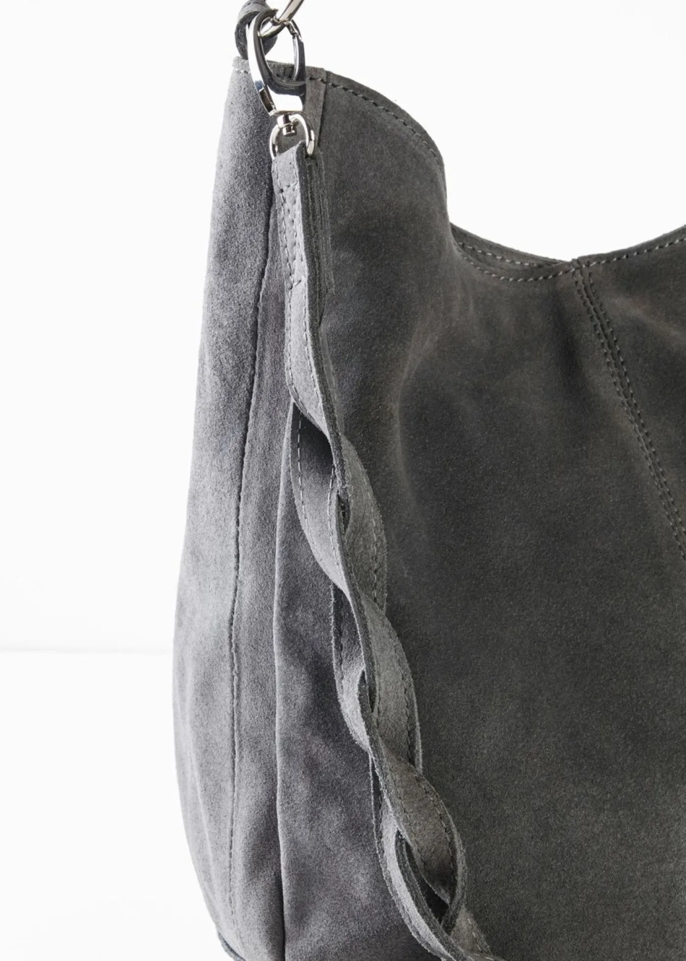 bonprix bonprix Bolso de ante con correa decorativa adicional Gris Outlet