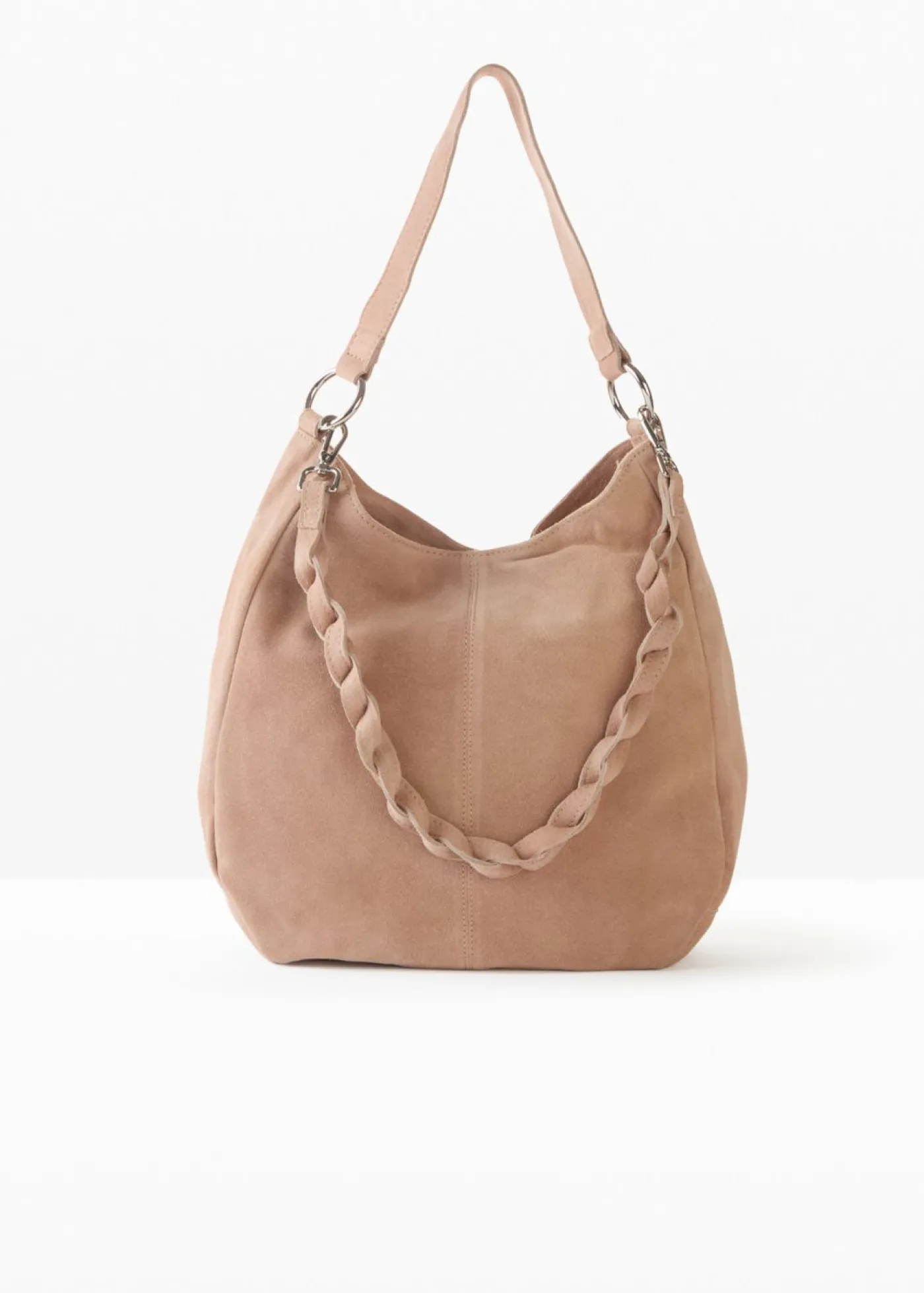 bonprix bonprix Bolso de ante con correa decorativa adicional Marrón grisáceo Sale