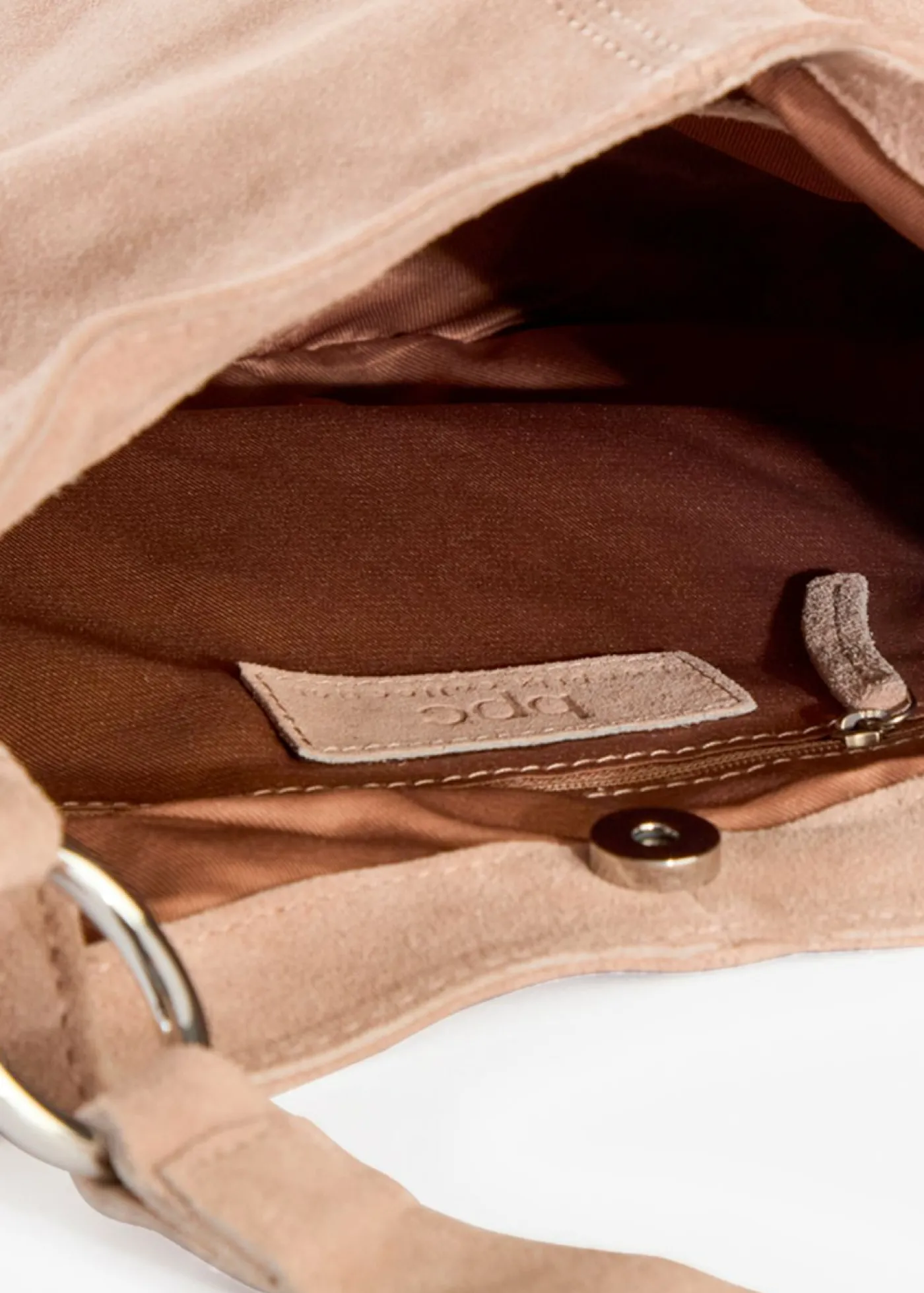 bonprix bonprix Bolso de ante con correa decorativa adicional Marrón grisáceo Sale