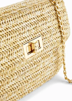 bonprix bonprix Bolso de estilo bandolera de paja Natural-dorado New