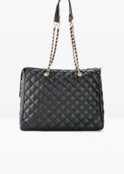 bonprix bonprix Bolso de mano con pespunte decorativo Negro-dorado Outlet