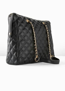 bonprix bonprix Bolso de mano con pespunte decorativo Negro-dorado Outlet