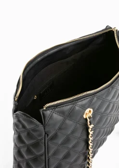 bonprix bonprix Bolso de mano con pespunte decorativo Negro-dorado Outlet