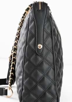 bonprix bonprix Bolso de mano con pespunte decorativo Negro-dorado Outlet