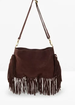 bonprix bonprix Bolso de mano de cuero Marrón oscuro Sale