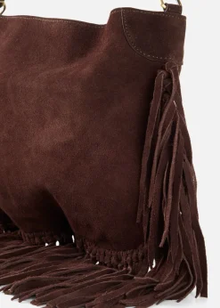 bonprix bonprix Bolso de mano de cuero Marrón oscuro Sale