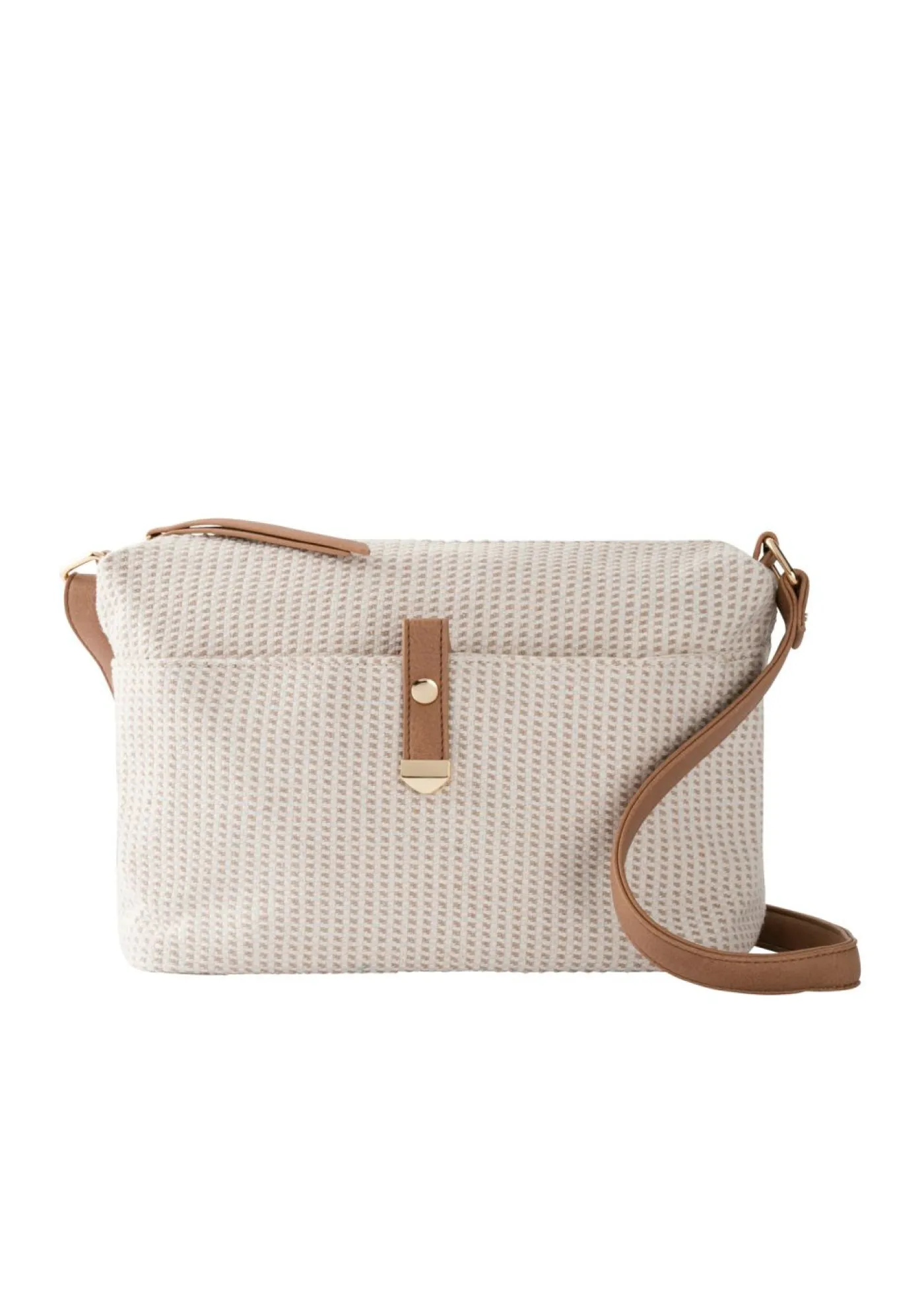 bonprix bonprix Bolso de tela con detalles Crema-coñac Clearance