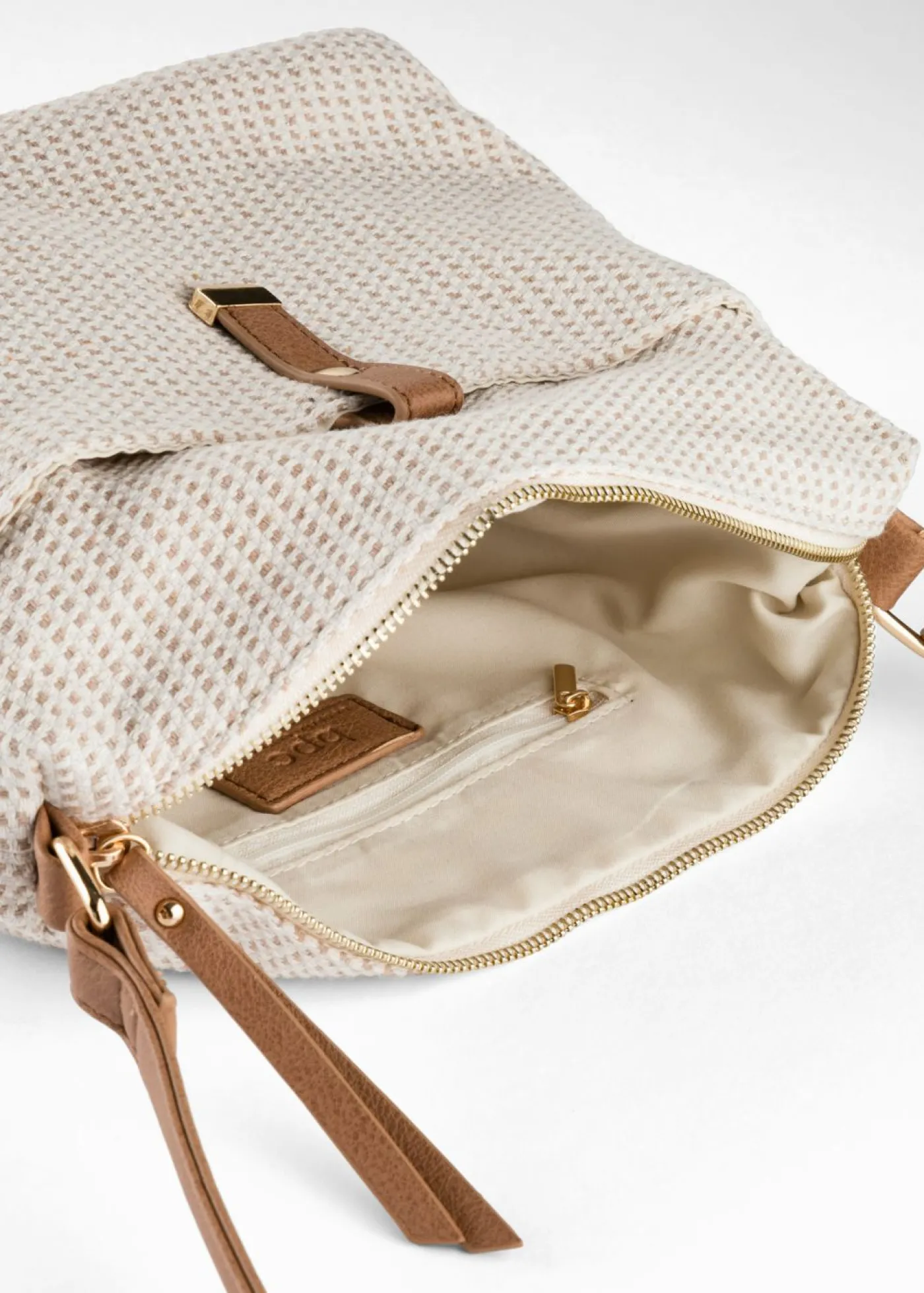 bonprix bonprix Bolso de tela con detalles Crema-coñac Clearance