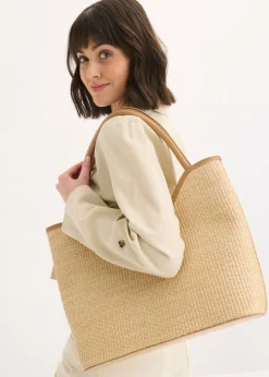 bonprix bonprix Bolso shopper con aspecto de paja Crudo Outlet