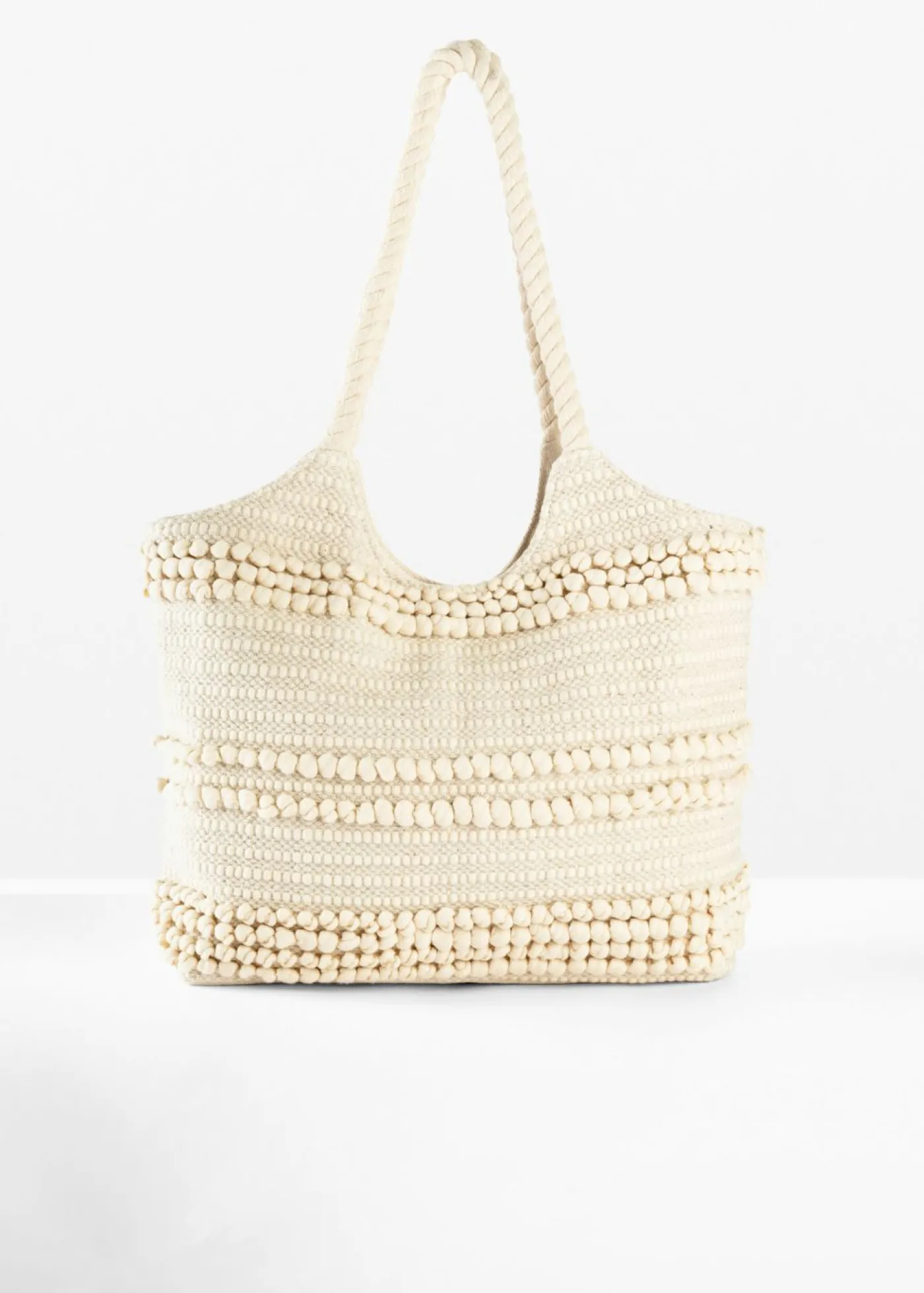 bonprix bonprix Bolso shopper de tela Crema Discount