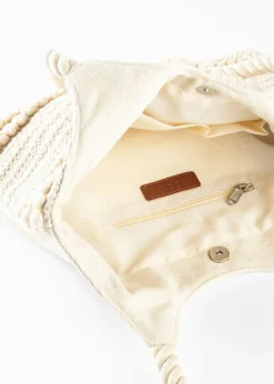 bonprix bonprix Bolso shopper de tela Crema Discount
