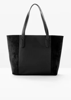 bonprix bonprix Bolso shopper grande con mezcla de materiales Negro Online