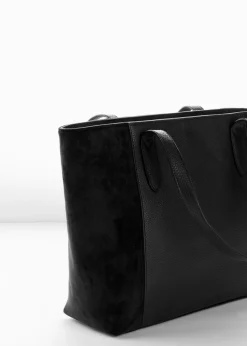 bonprix bonprix Bolso shopper grande con mezcla de materiales Negro Online