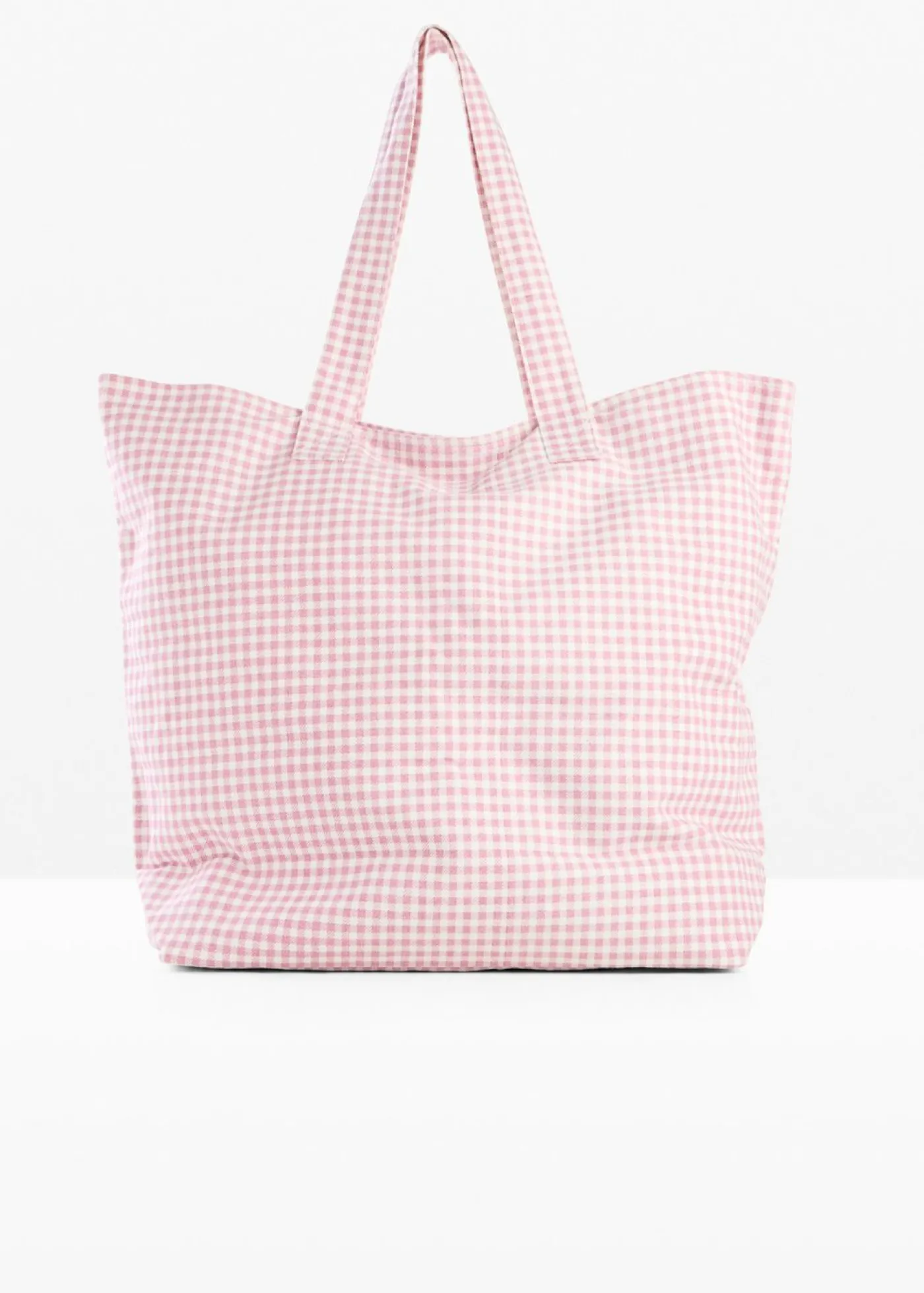 bonprix bonprix Bolso tipo shopper de lona con estampado de cuadros vichy malva-blanco lana a cuadros Hot