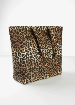 bonprix bonprix Bolso tipo shopper de lona con estampado de leopardo estampado leo negro/beige Outlet