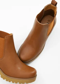 bonprix bonprix Botas Chelsea con tacón ancho bronceado Outlet