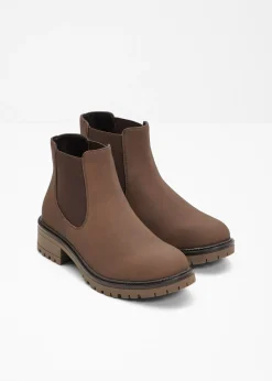 bonprix bonprix Botas Chelsea en suela perfilada Marrón oscuro Sale