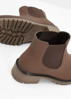 bonprix bonprix Botas Chelsea en suela perfilada Marrón oscuro Sale