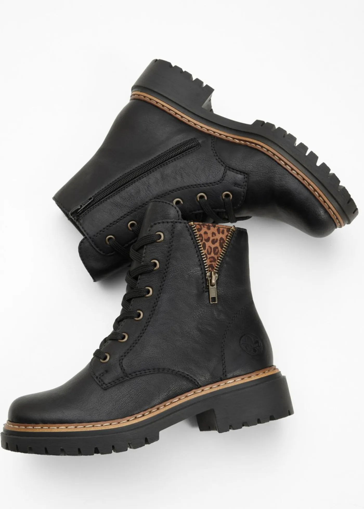 bonprix Rieker Botas con cordones forradas de Rieker Negro
