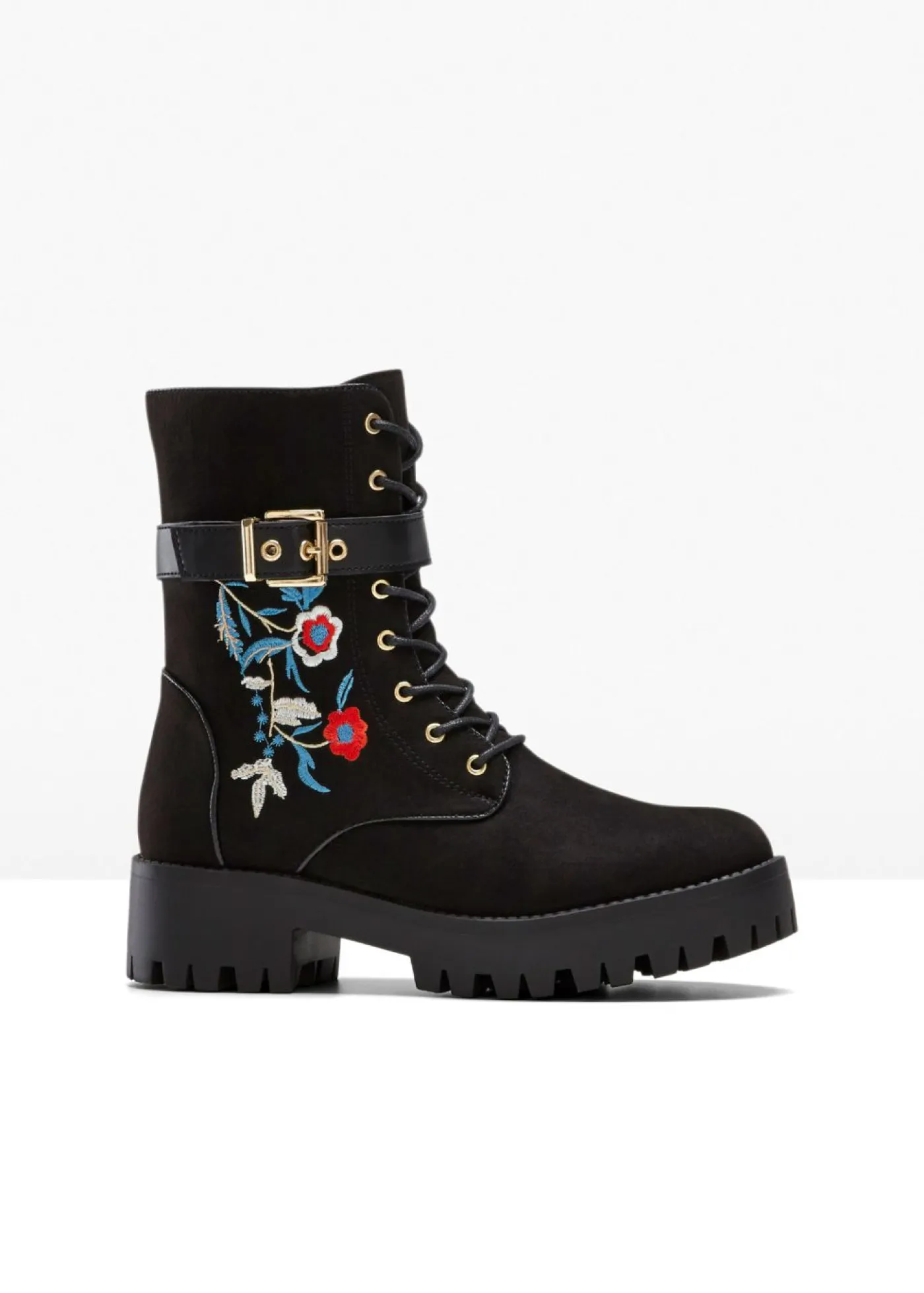 bonprix bonprix Botas con cordones y bordado Negro Clearance