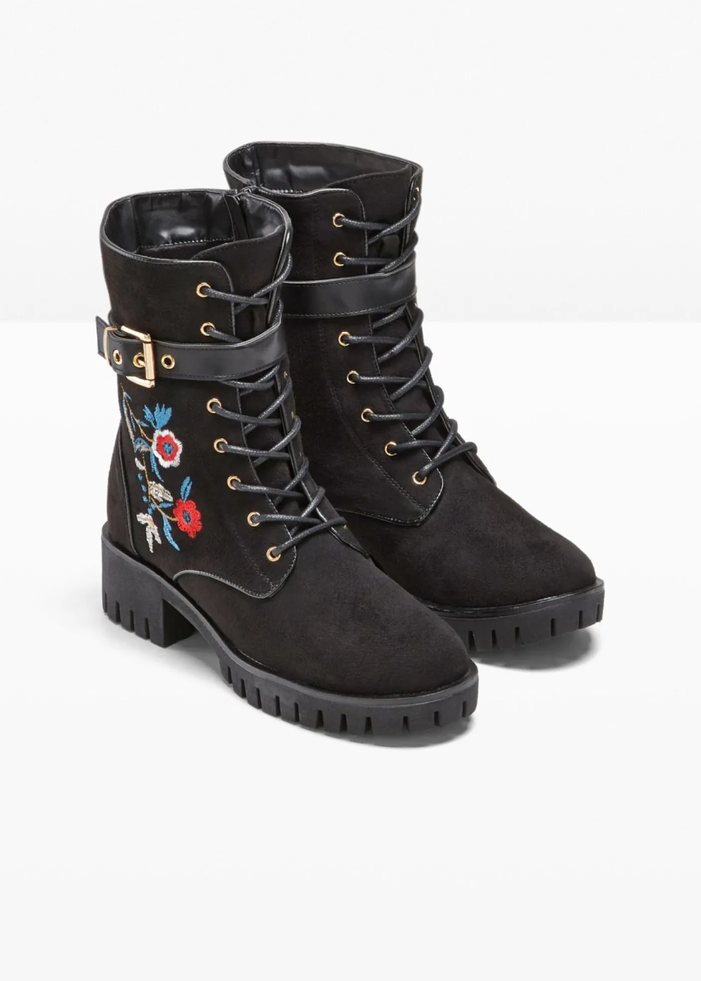 bonprix bonprix Botas con cordones y bordado Negro Clearance