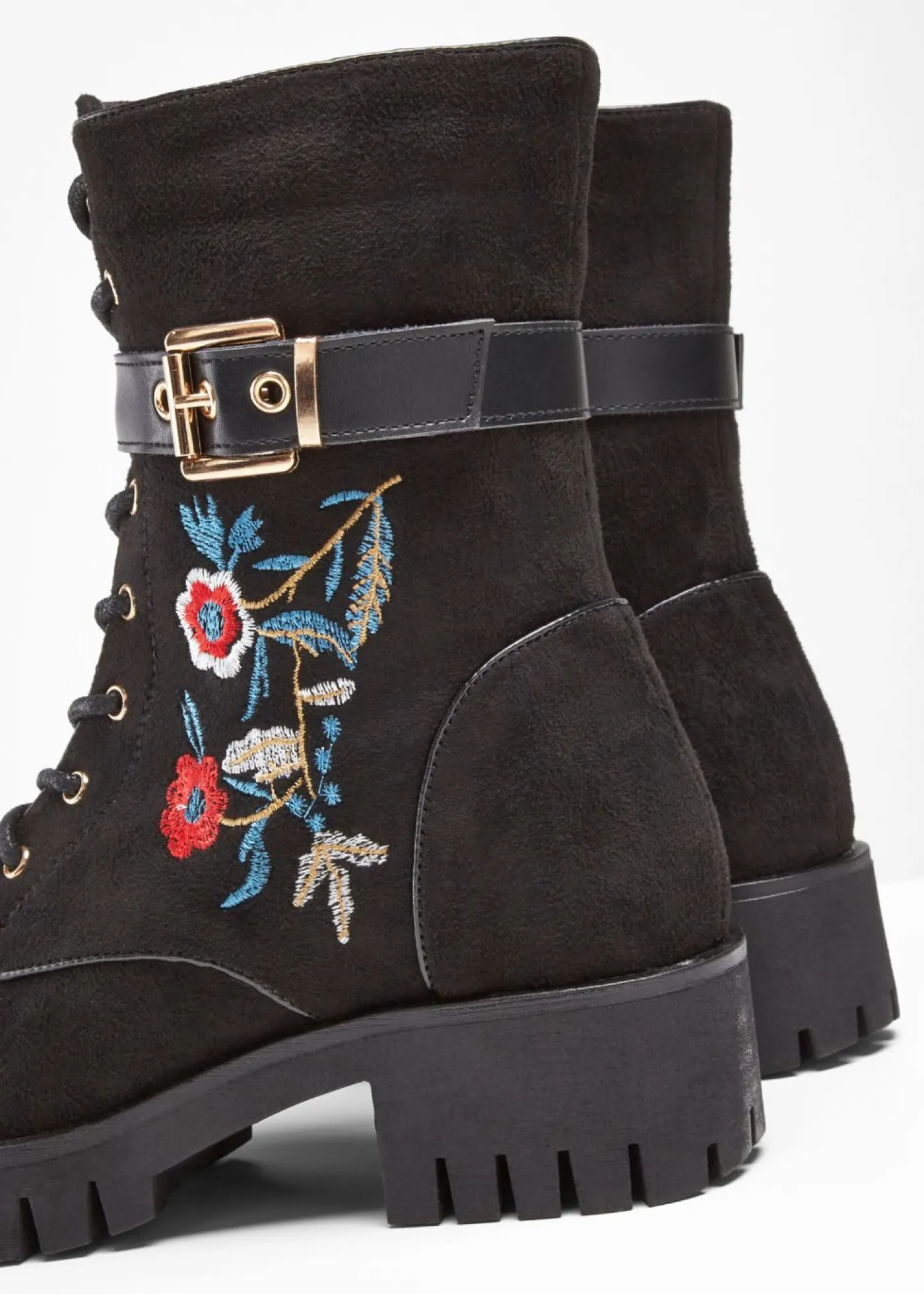 bonprix bonprix Botas con cordones y bordado Negro Clearance