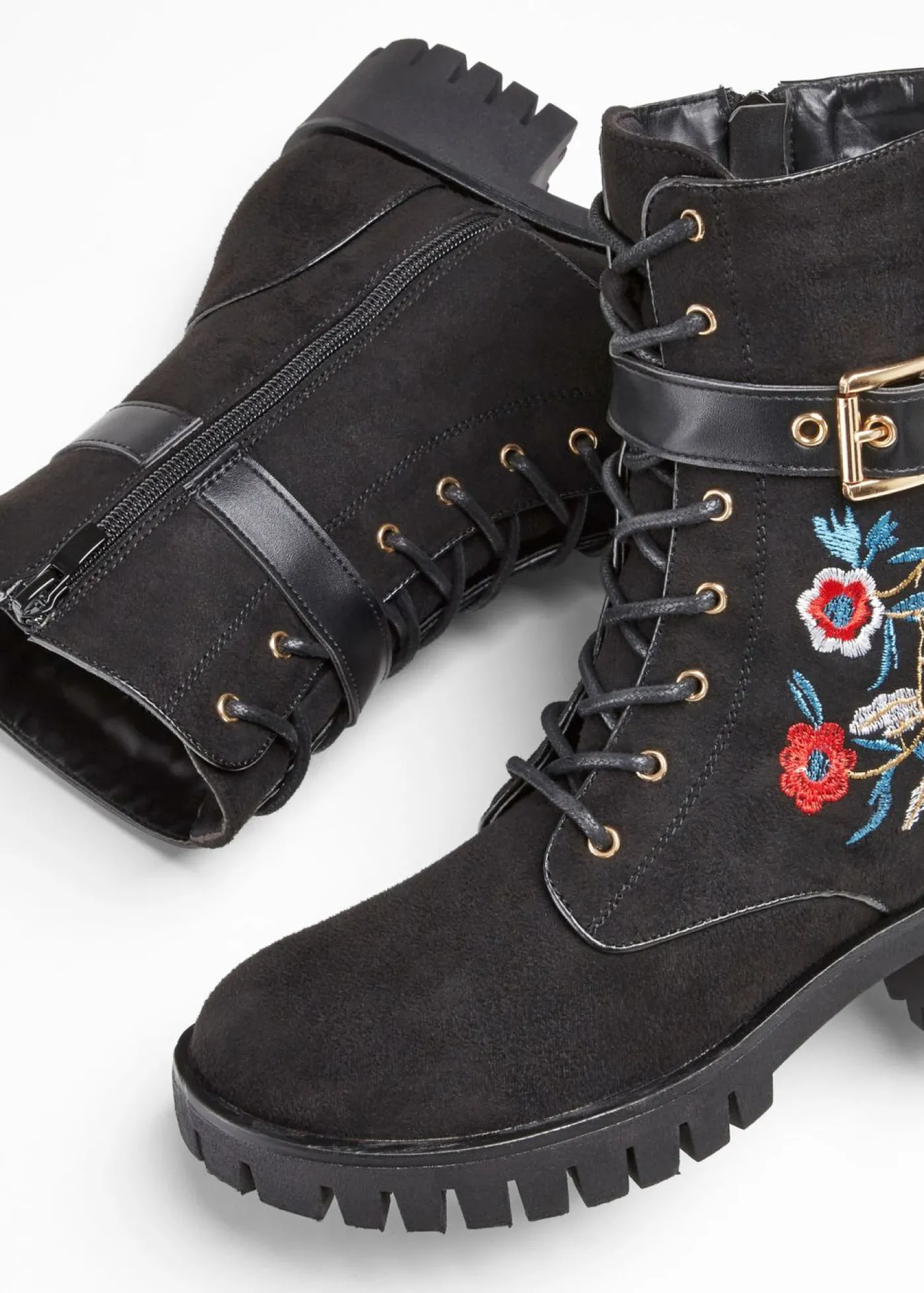 bonprix bonprix Botas con cordones y bordado Negro Clearance