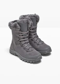 bonprix bonprix Botas con cordones y forro con membrana Tex Gris oscuro Clearance