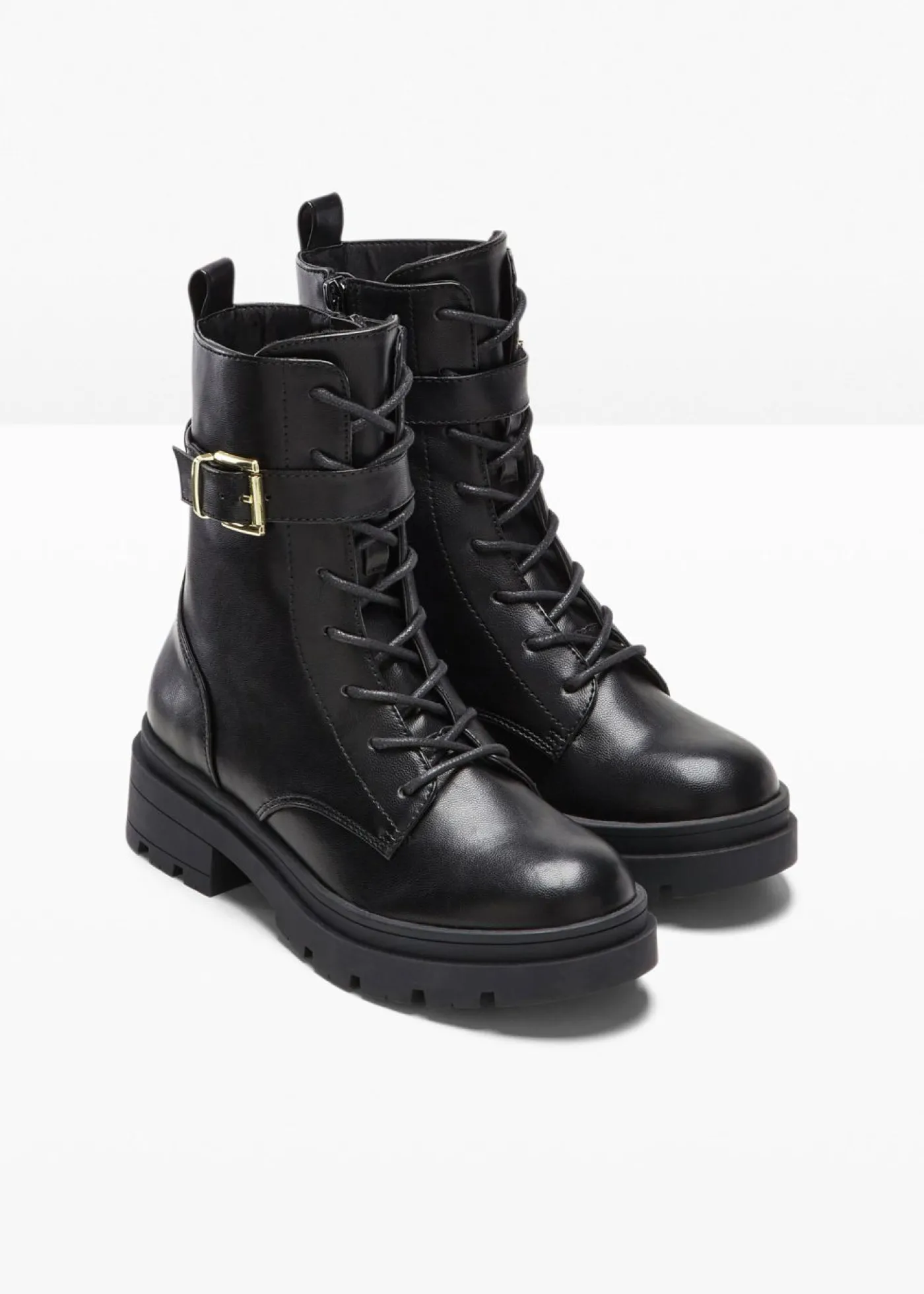 bonprix bonprix Botas con cordones y hebilla Negro Online