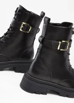 bonprix bonprix Botas con cordones y hebilla Negro Online