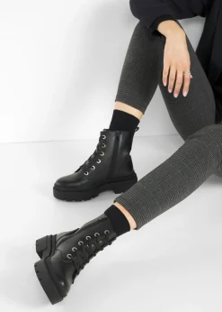 bonprix bonprix Botas con cordones y suela perfilada Negro Outlet
