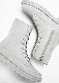 bonprix bonprix Botas con cordones y suela perfilada Gris claro