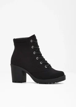 bonprix bonprix Botas con cordones y tacón ancho Negro Sale