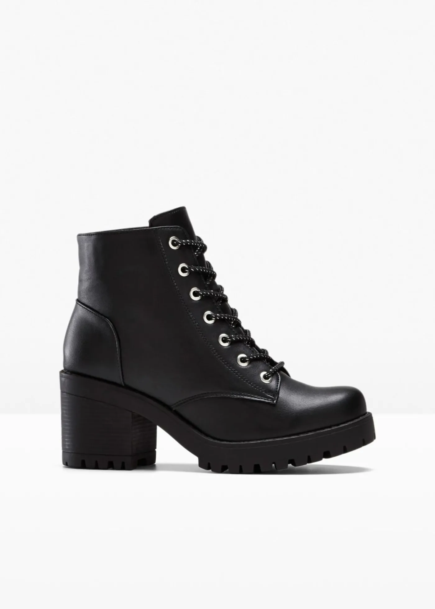 bonprix bonprix Botas con cordones y tacón ancho Negro Clearance