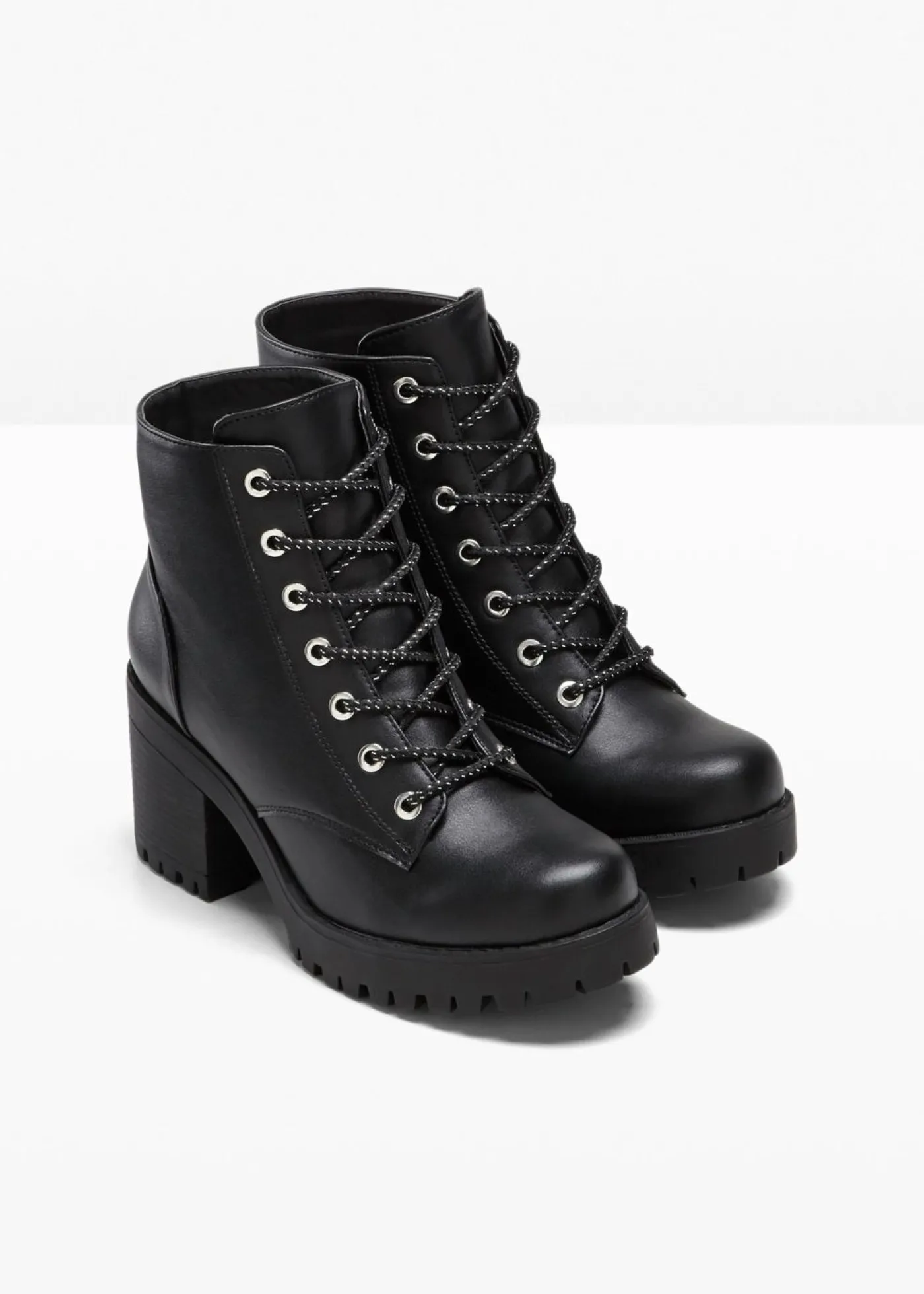 bonprix bonprix Botas con cordones y tacón ancho Negro Clearance