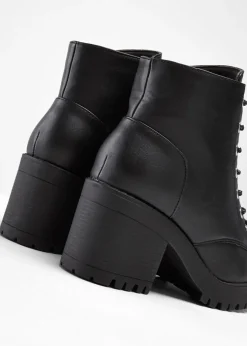 bonprix bonprix Botas con cordones y tacón ancho Negro Clearance