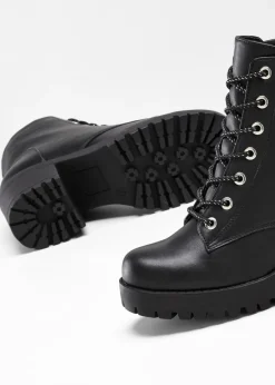 bonprix bonprix Botas con cordones y tacón ancho Negro Clearance