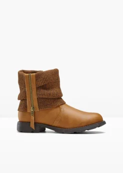 bonprix bonprix Botas con inserto de punto Coñac marrón Online