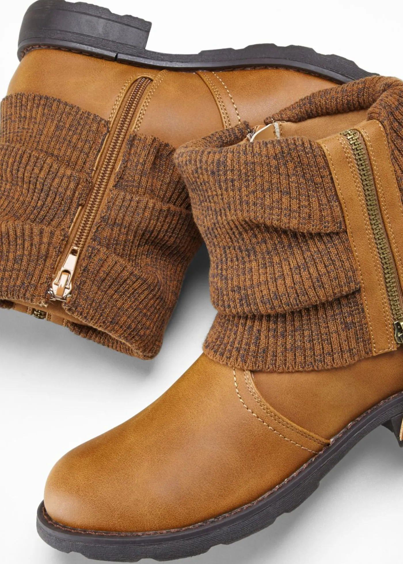 bonprix bonprix Botas con inserto de punto Coñac marrón Online