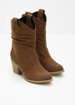 bonprix bonprix Botas de estilo cowboy con fruncido marrón Hot