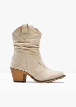 bonprix bonprix Botas de estilo cowboy con fruncido Beige